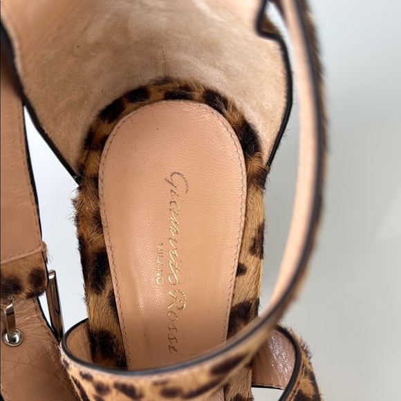 Giavito Rossi Calf Hair Leopard Print Sandals, Sz IT 39 (US 9) - Picture 5 of 9